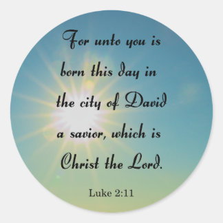 Christmas, Luke 2:11 Classic Round Sticker