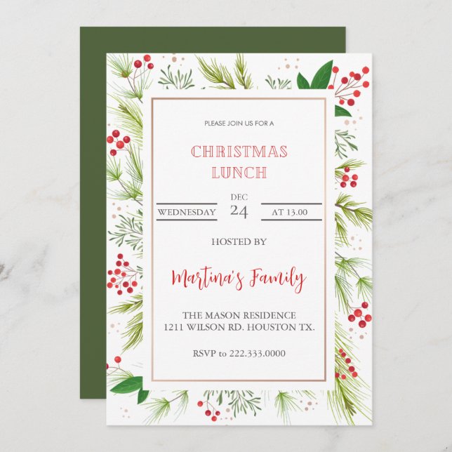 Christmas Lunch Invitations Christmas Party (Front/Back)