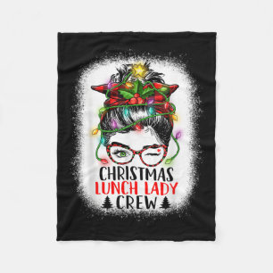 Christmas Lunch Lady Crew Messy Bun Women Christma Fleece Blanket