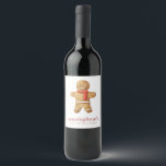 Christmas Lunch Watercolor Gingerbread Man Wine Label<br><div class="desc">Design is composed of watercolor gingerbread man

Available here:
http://www.zazzle.com/store/selectpartysupplies</div>