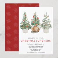 Christmas Luncheon Pine trees Holiday Invitation