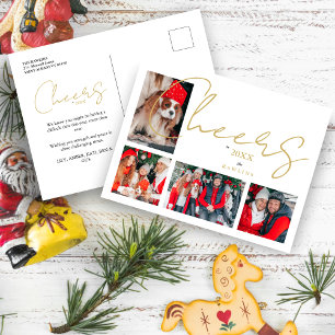 Christmas Luxury Minimalist 4 Photos Family Postcard