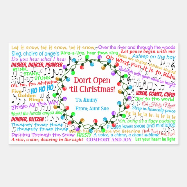 Christmas Lyrics  Sticker (Front)