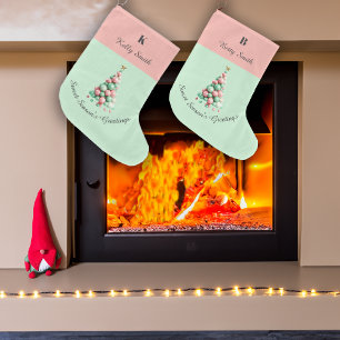 Christmas Macaron Trees Custom Name Large Christmas Stocking