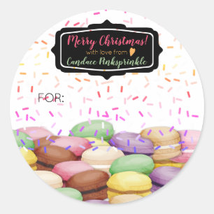 Christmas macaroon cookie sprinkles baking to from classic round sticker