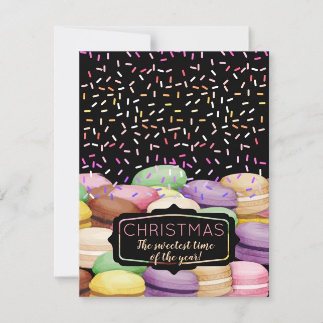 Christmas macaroon cookie sprinkles baking to from holiday card (Front)