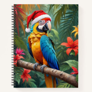 Christmas Macaw Wearing A Santa Hat-56483 Notebook