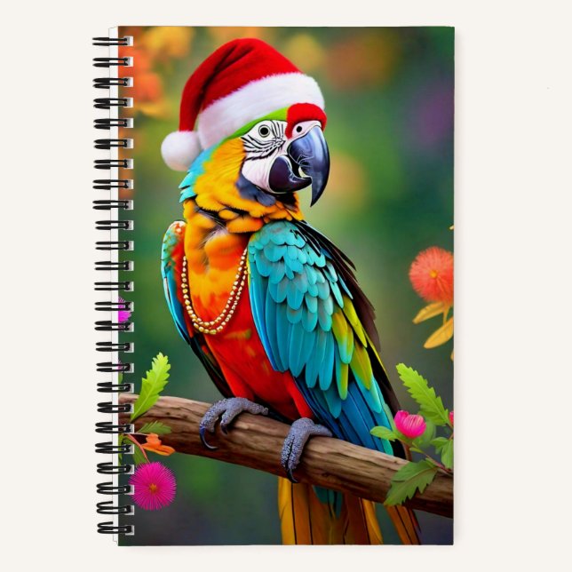 Christmas Macaw Wearing A Santa Hat-56485  Notebook (Front)