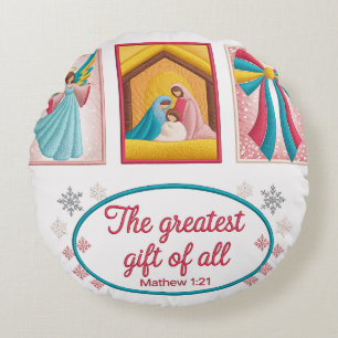 Christmas Machine Embroidery Design – Angel, Round Pillow