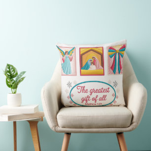Christmas Machine Embroidery Design – Angel,  Throw Pillow