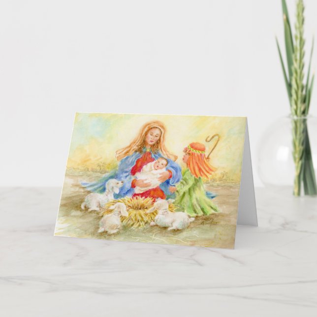Christmas Madonna and Child with Shepherd Boy Card (Front)