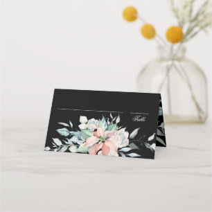 Christmas Magic   Black   Poinsettia Wedding Place Card