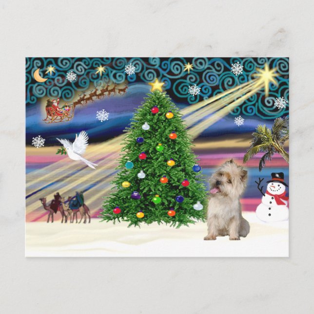 Christmas Magic Cairn Terrier (Wheaten) Holiday Postcard (Front)