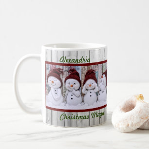 Christmas Magic Four Cute Snowmen Happy Holidays Coffee Mug