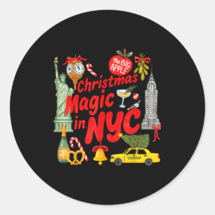 Christmas Magic In Nyc Festive Holiday New York  Classic Round Sticker
