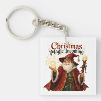 Christmas Magic Incoming Wizard Santa Claus Keychain