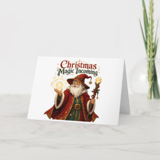 Christmas Magic Incoming Wizard Santa Claus Thank You Card