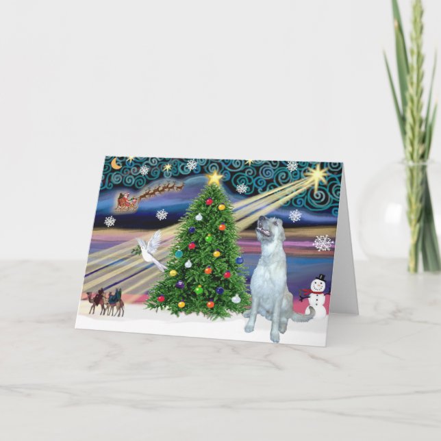 Christmas Magic Irish Wolfhound Holiday Card (Front)