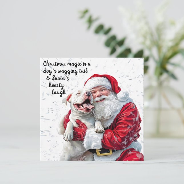 Christmas Magic is a Dog's Wagging Tail & Santa Thank You Card (Standing Front)