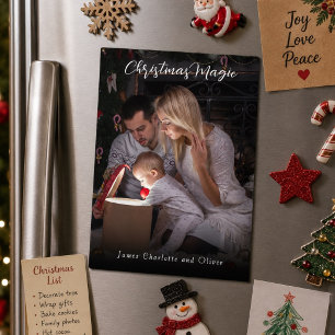 Christmas Magic Photo Script Typography Magnetic 