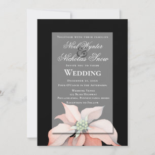 Christmas Magic/ Poinsettia Flower/ Black Wedding Announcement
