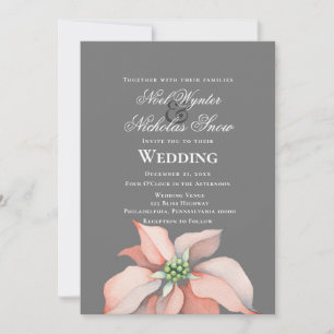 Christmas Magic/ Poinsettia Flower/ Grey Wedding Announcement