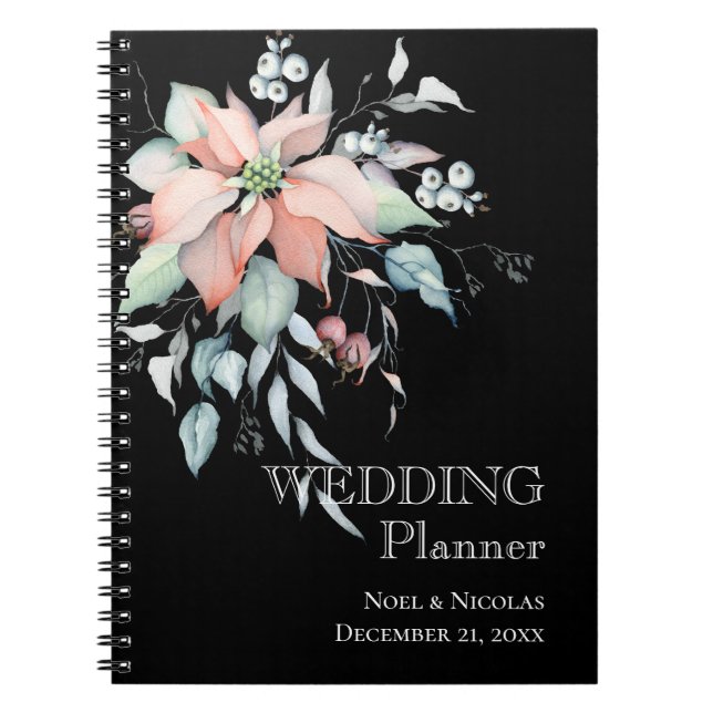 Christmas Magic/Poinsettia Wedding Planner Notebook (Front)