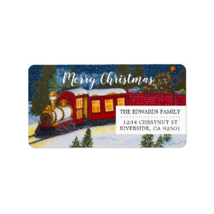Christmas Magic Vintage Red Steam Train Labels