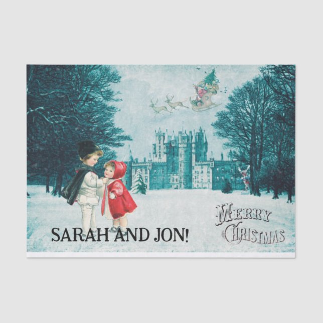 Christmas magic vintage  tissue paper (Front)