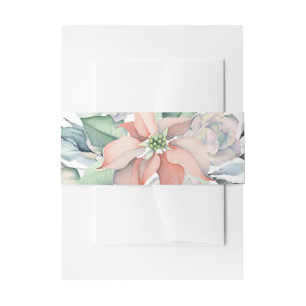 Christmas Magic/ Watercolor Poinsettia Invitation Belly Band