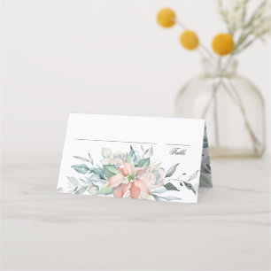 Christmas Magic   Watercolor Poinsettia Wedding Place Card