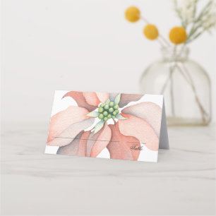 Christmas Magic  Watercolor Poinsettia Wedding Place Card