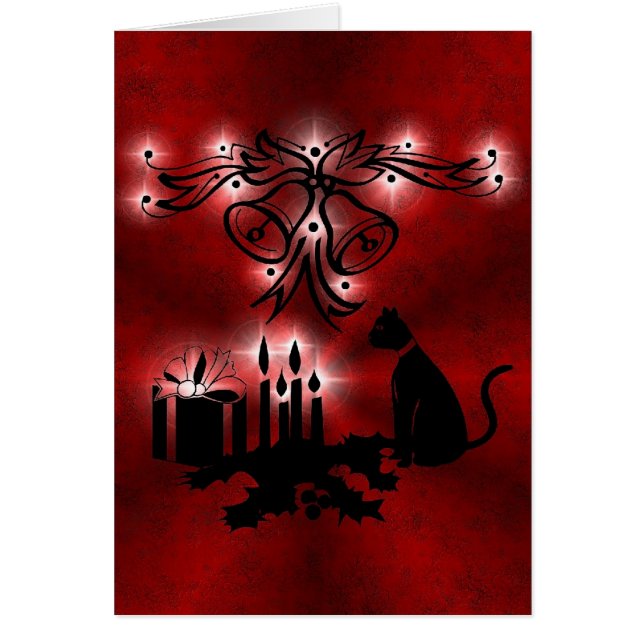 Christmas Magic with Black Cat on Red Rainbow (Front)