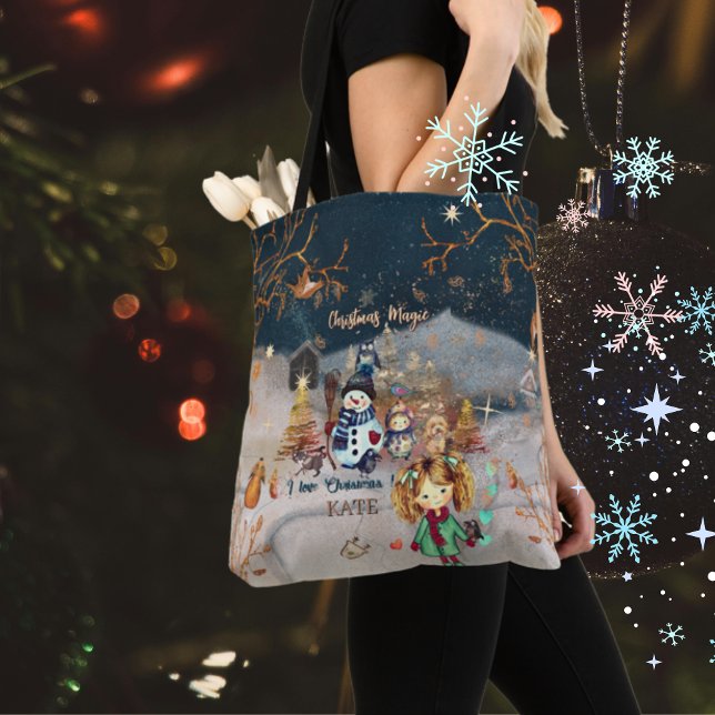 Christmas Magic with cute Characters Tote Bag (Christmas Magic with cute Characters Tote)