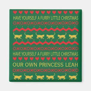 Christmas Magnet Square FURRY LITTLE CHRISTMAS/CAT