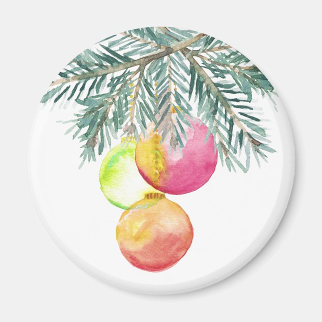 Christmas Magnets Watercolor Baubles (Front)