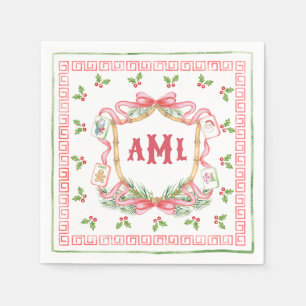 Christmas Mahjong   Monogram Napkin