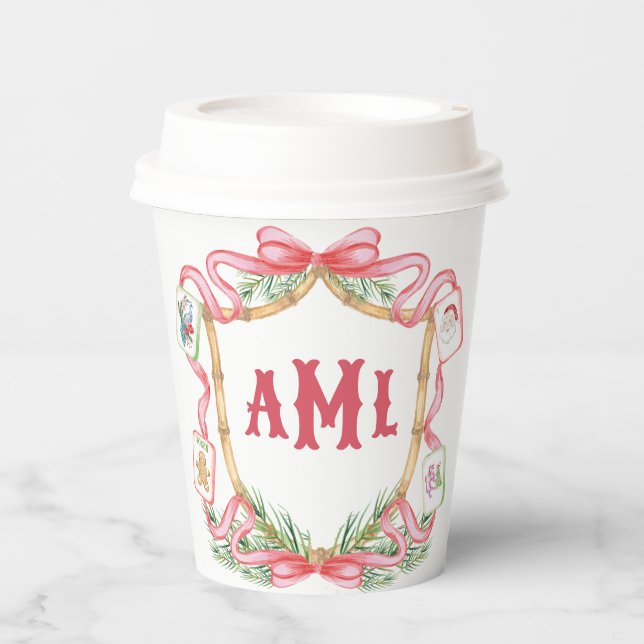 Christmas Mahjong | Monogram Paper Cups (Front)