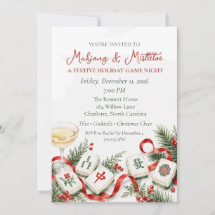 Christmas Mahjong Party Holiday Game Night Invitation