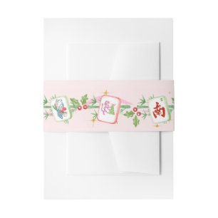 Christmas Mahjong Tiles Invitation Belly Band