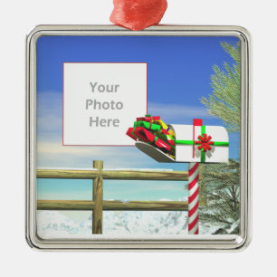 Christmas Mail (photo frame) Metal Ornament