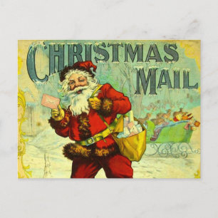 Christmas Mail Santa Claus Vintage Gift Card Art