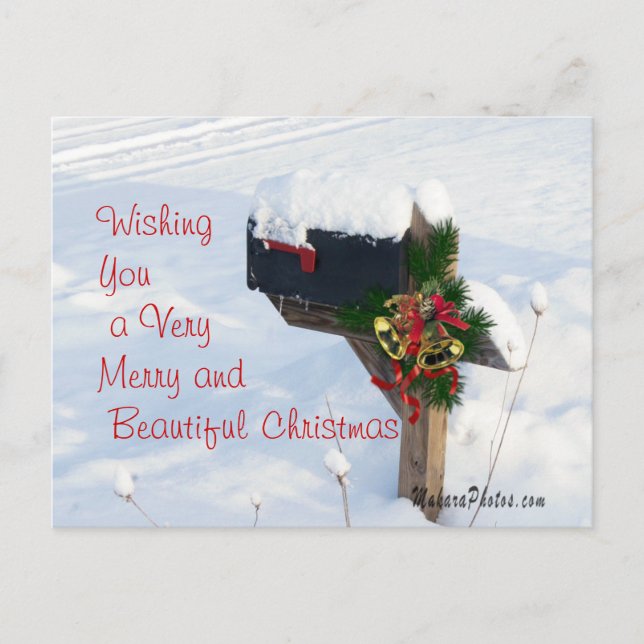 Christmas Mailbox/Bells Postcard 2- customize (Front)