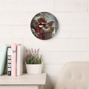 Christmas mailbox  charming festive winter decor large clock