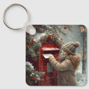 Christmas mailbox  cute festive winter accessory keychain