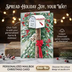 Christmas mailbox personalized budget Christmas Holiday Card