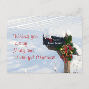 Christmas Mailbox Postcard- customize it Holiday Postcard