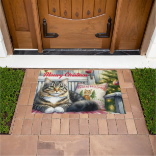 Christmas Main Coon Cat Doormat