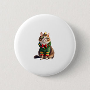 Christmas Maine Coon American Longhair (1) 2 Inch Round Button