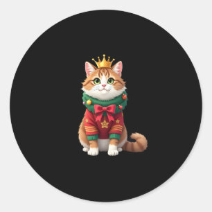 Christmas Maine Coon American Longhair (1) Classic Round Sticker